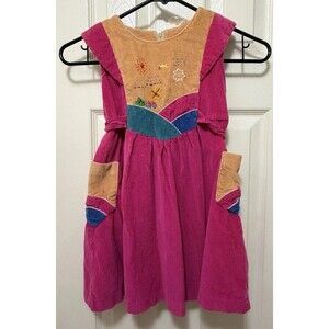 Toddler Jumper Japanese Brand Embroidered Corduroy Colorful Dress